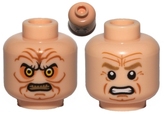 Minifigure, Head Dual Sided Wrinkles, Sunken Yellow Eyes / Black Eyes with White Pupils Pattern (SW Palpatine)