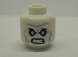 Minifigure, Head Male Angry Black Eyebrows, Blue Eyes, Wrinkles Pattern (Mr. Freeze)