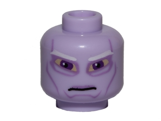 Minifigure, Head Alien with SW Umbaran Soldier, Large Purple Eyes and White Eyebrows Pattern