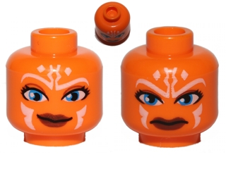 Minifigure, Head Dual Sided Alien with SW Ahsoka, Blue Eyes, Smile / Angry Pattern