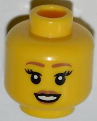 Minifigure, Head Female Brown Eyebrows, Brown Lips, Open Smile Pattern