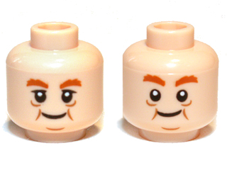 Minifigure, Head Dual Sided LotR Bombur Cheek Lines Happy / Surprised Pattern