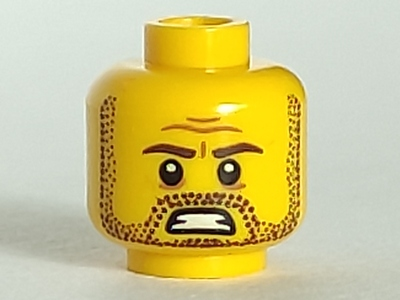 Minifigure, Head Beard Stubble, Brown Eyebrows and Mouth with Teeth Pattern
