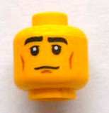 Minifigure, Head Black Eyebrows, Cheek Lines, White Pupils Pattern