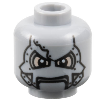 Minifigure, Head Alien Metal Mask with Eye Holes, Mouth Slit, and Rivets Pattern