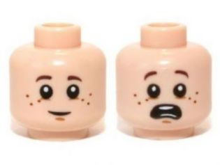 Minifigure, Head Dual Sided Child with Freckles, Smile / Scared Pattern (Danny Reid)