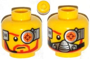 Minifigure, Head Dual Sided Cyborg Eyepiece, Beard, Determined / Breathing Apparatus Pattern