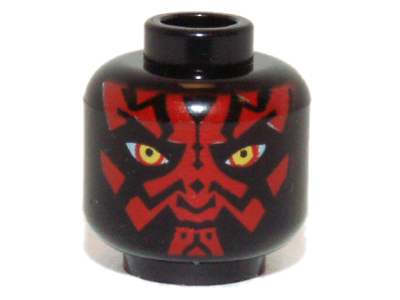 Minifigure, Head Alien with SW Darth Maul, Red Face and Narrowed Eyes Pattern
