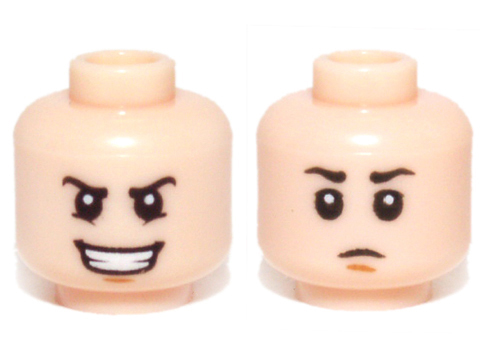 Minifigure, Head Dual Sided Black Eyebrows, Open Mouth Evil Grin / Closed Mouth Sad Pattern (SW Young Boba Fett)