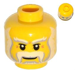 Minifigure, Head Beard Light Bluish Gray and White Full, Thick Moustache and Eyebrows Pattern