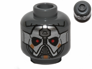 Minifigure, Head Alien with Silver Mask and Red Eyes Pattern (SW Sith Warrior)