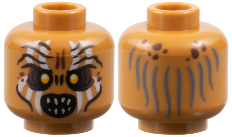 Minifigure, Head LotR Gundabad Orc White Painted Vertical Lines Pattern