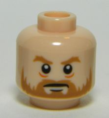Minifigure, Head Medium Nougat Beard and Bushy Eyebrows, White Pupils, Stern Pattern