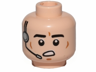 Minifigure, Head Male Black Eyebrows, Cheek Lines, Open Mouth, Headset Pattern (SW Imperial Gunner)