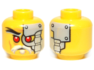 Minifigure, Head Alien with Red Eyes, Head Plates Pattern (Evil Wu)