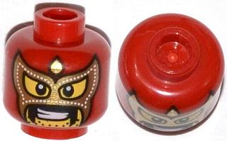 Minifigure, Head Balaclava with Eye and Mouth Holes, Gold Mask, Drooping Moustache and Stubble Pattern