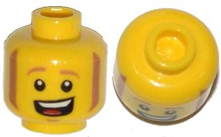 Minifigure, Head Sideburns and Open Mouth Smile with Teeth and Tongue Pattern