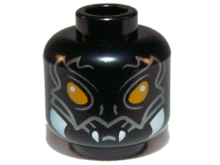 Minifigure, Head Alien Chima Scorpion with Orange Eyes, Silver Markings, and White Fangs Pattern