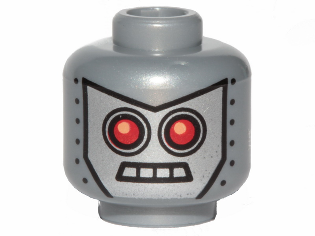 Minifigure, Head Alien with Red Eyes, 4 Mouth Squares and Rivets Pattern