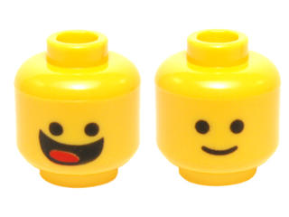 Minifigure, Head Dual Sided Black Standard Eyes, Smile with Tongue / Standard Grin Pattern (Benny)