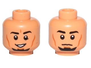 Minifigure, Head Dual Sided Black Eyebrows, Goatee, Cheek Lines, Smile / Neutral Pattern (SW Kanan Jarrus)