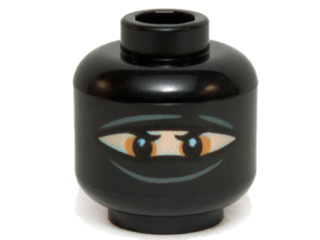 Minifigure, Head Balaclava with Eye Hole Narrow, Black Eyes and Eyebrows Pattern