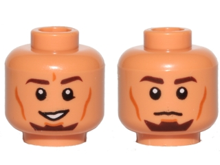 Minifigure, Head Dual Sided Dark Brown Eyebrows, Goatee, Cheek Lines, Smile / Neutral Pattern (SW Kanan Jarrus)
