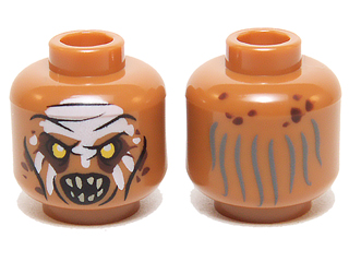 Minifigure, Head LotR Gundabad Orc White Painted Forehead Pattern