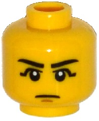 Minifigure, Head Black Eyebrows, Black Eye Shadow, Chin Dimple Pattern