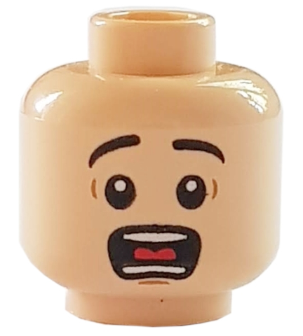 Minifigure, Head Black Eyebrows, Wide Eyes, Open Mouth, Teeth and Tongue, Surprised Pattern