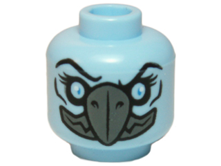 Minifigure, Head Alien Chima Vulture with Dark Bluish Gray Beak and Bright Light Blue Eyes Pattern