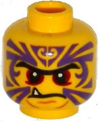 Minifigure, Head Black Eyebrows, Red Eyes, Purple Tattoo, Fang Pattern