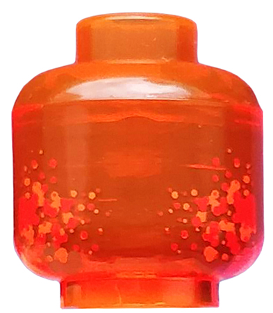 Minifigure, Head without Face with Red and Gold Spatter Pattern