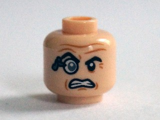 Minifigure, Head Glasses with Monocle, Raised Right Eyebrow, Wrinkles, Clenched Teeth Pattern (Baron Von Strucker)