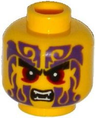 Minifigure, Head Black Eyebrows, Dark Red Eyes, Dark Purple Tattoos, Open Mouth with Fangs Pattern