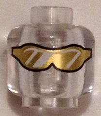 Minifigure, Head Glasses with Gold Sunglasses with Reflective Lines Pattern