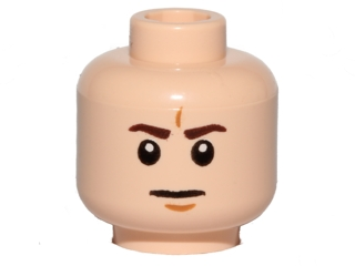 Minifigure, Head Dark Brown Eyebrows, Medium Nougat Chin Dimple, Furrowed Brow, Neutral Pattern