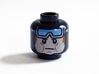Minifigure, Head Balaclava, Light Bluish Gray Face with Puffy Cheeks and Blue Goggles Pattern