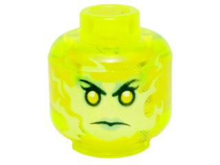 Minifigure, Head Alien Female Ghost with Yellowish Green Face and Sand Green Lips Pattern