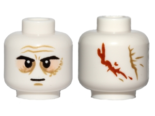 Minifigure, Head Light Nougat Sunken Eyes, Wrinkles, Scar, 2 Large Scars on Back Pattern (SW Darth Vader)