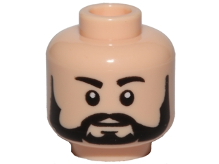 Minifigure, Head Beard Black Full, Black Eyebrows, White Pupils Pattern