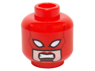 Minifigure, Head Female Mask with White Eyes over Light Nougat Face, Red Lips, Clenched Teeth Pattern (Captain Marvel)