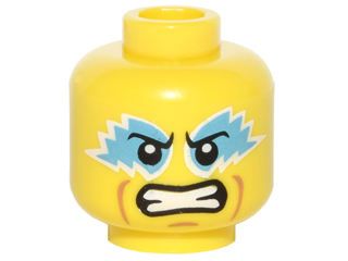 Minifigure, Head Medium Azure Eye Paint, Clenched Teeth Pattern