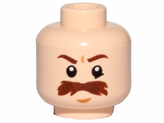 Minifigure, Head Moustache Brown Bushy Large, Brown Eyebrows, White Pupils Pattern (SW Trooper)