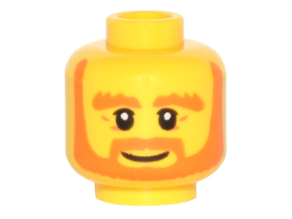 Minifigure, Head Beard Orange, Bushy Eyebrows, White Pupils, Wrinkles and Smile Pattern