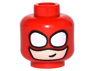 Minifigure, Head Balaclava with Round White Eye Holes over Light Nougat Face and Small Crooked Smile Pattern