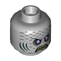 Minifigure, Head Alien with Purple Eyes, Yellow Teeth, Scales and Gills Pattern (Sharx)