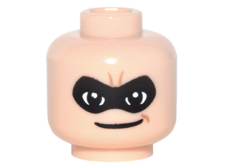 Minifigure, Head Male Black Eye Mask with Eye Holes and Thin Smile Pattern (Mr. Incredible)