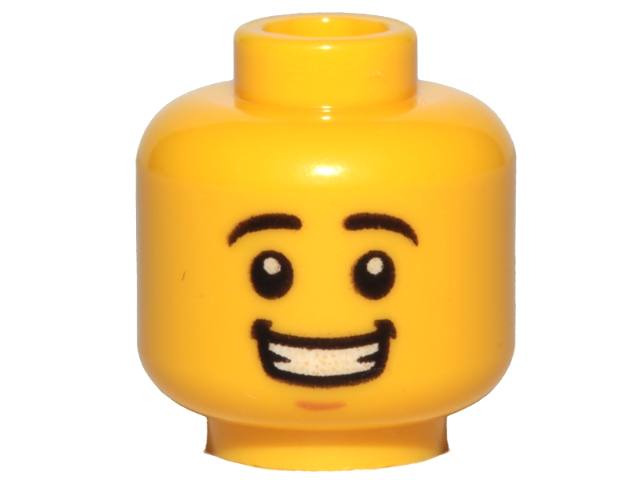 Minifigure, Head Black Eyebrows, Medium Nougat Chin Dimple, Open Mouth Smile with Teeth Pattern