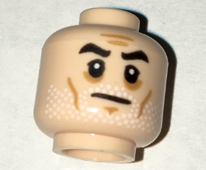 Minifigure, Head Beard White Stubble, Black Eyebrows, Cheek Lines Pattern (Commander Gregor)